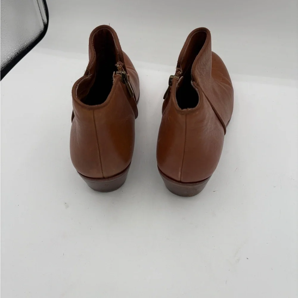 Sam Edelman Brown Leather Ankle Booties with Side Zipper